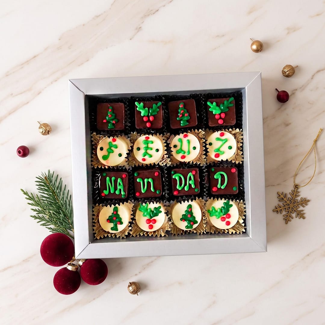 Caja de bombones decorados para Navidad